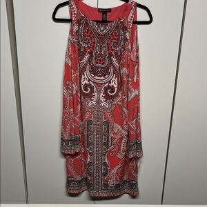 INC Red Paisley Midi Dress
